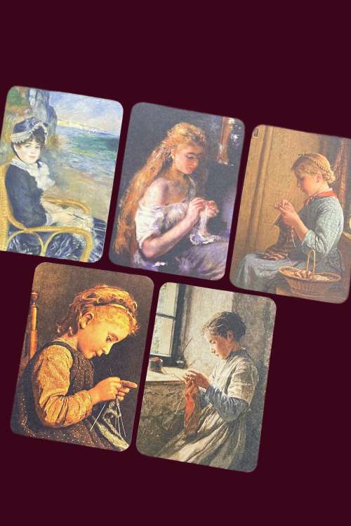 Vintage Wenskaarten Portretten set 5 stk