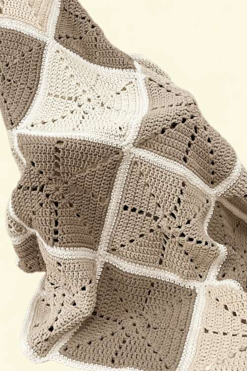Patchwork Crochet Blanket Natural